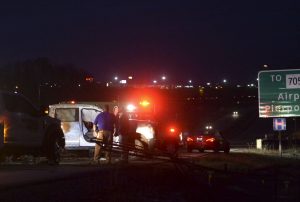 Traffic backed up on I-68 due to accident